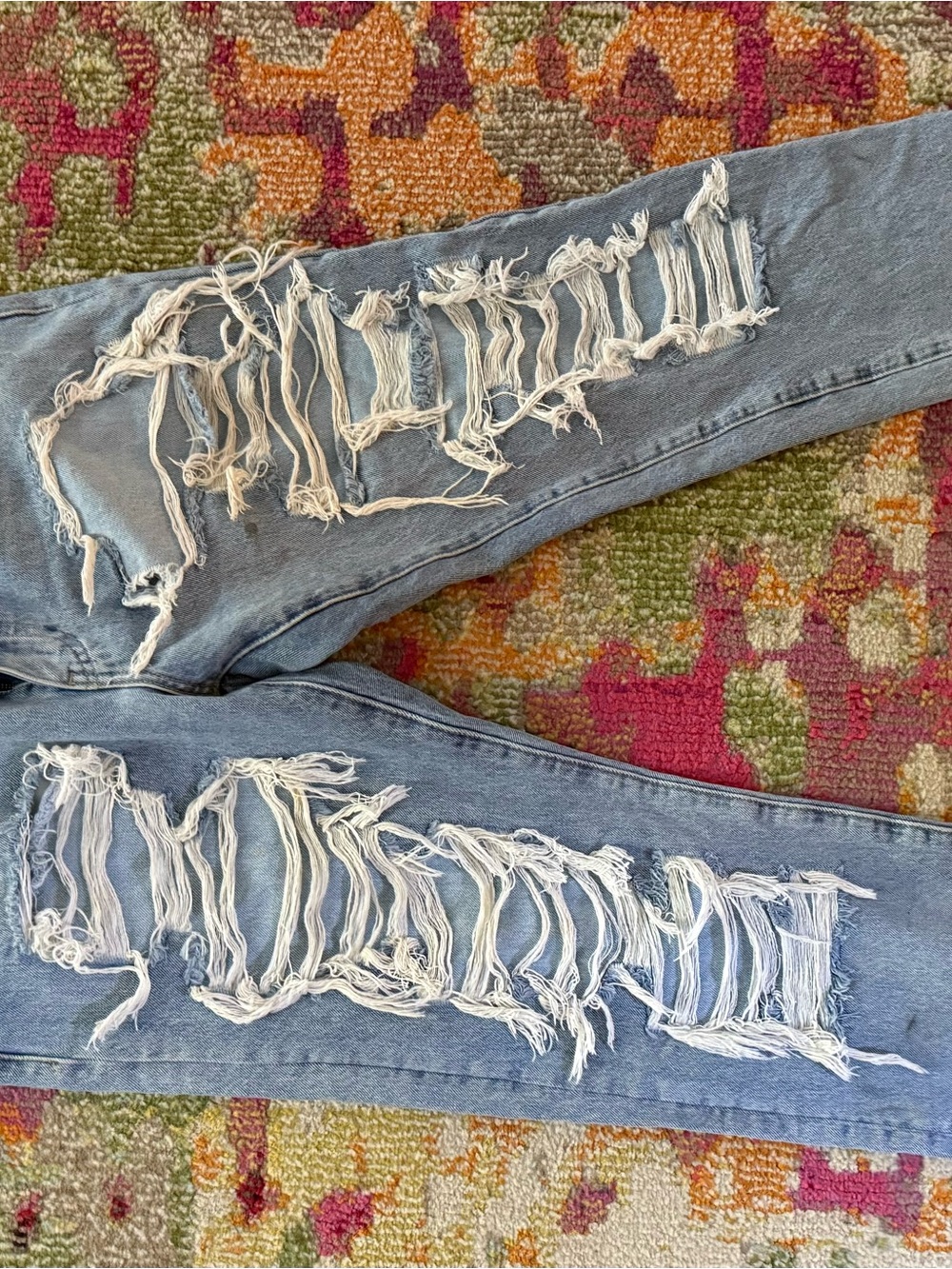 Levi's Light Blue Distressed Skinny Jeans with Heavy Rips